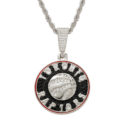 Hip Hop Geometric Round Dragon Cubic Zirconia Pendant Necklace for Men and Women
