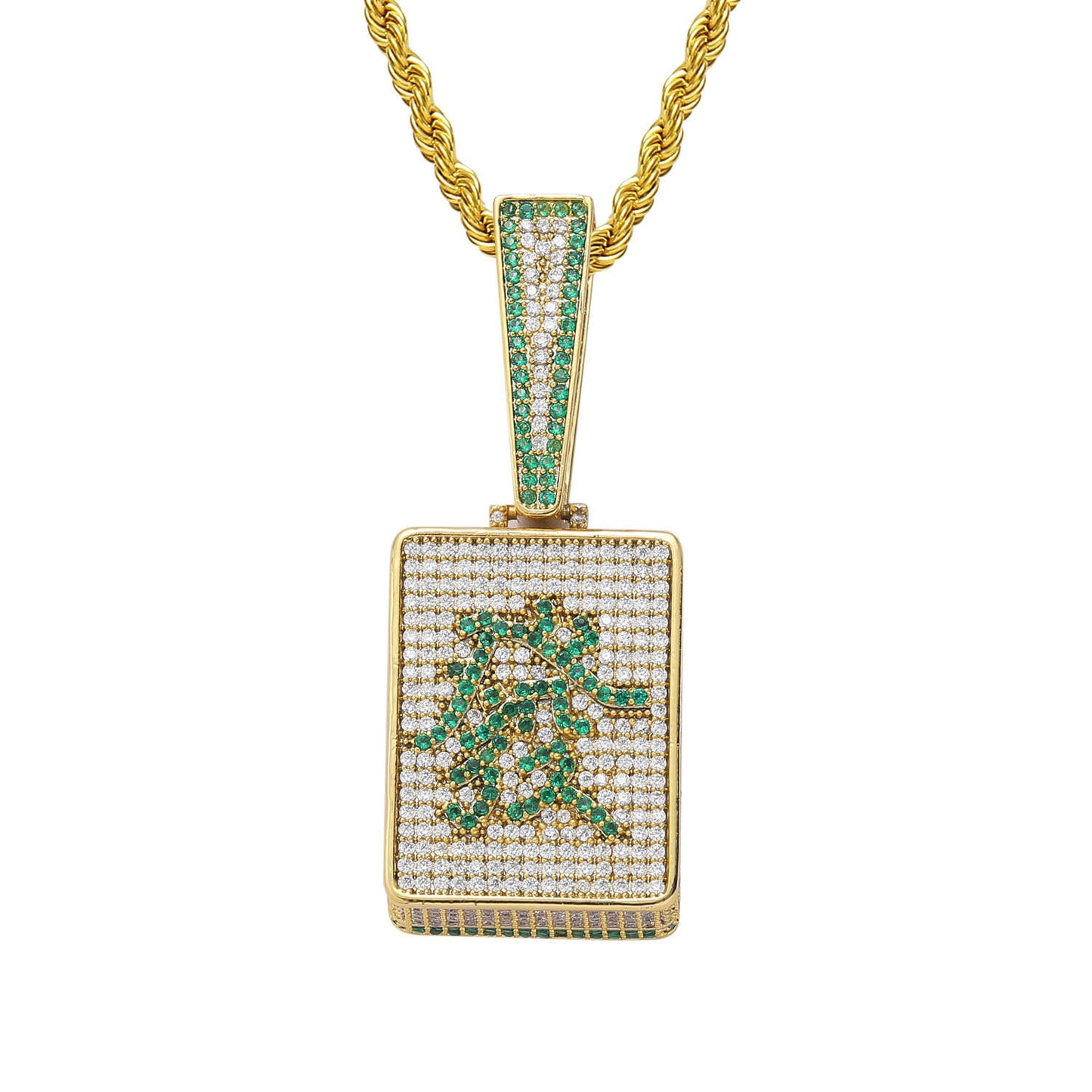 Light Luxury Geometric Square Cubic Zirconia Pendant Necklace for Men and Women