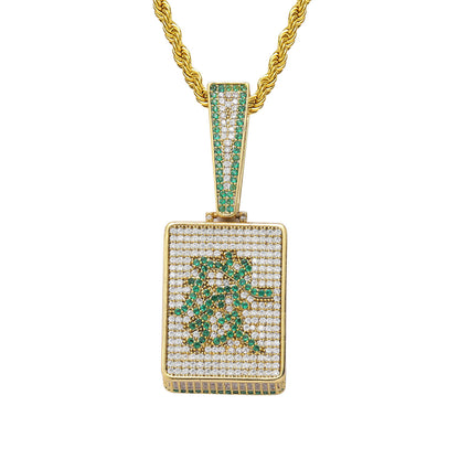 Light Luxury Geometric Square Cubic Zirconia Pendant Necklace for Men and Women