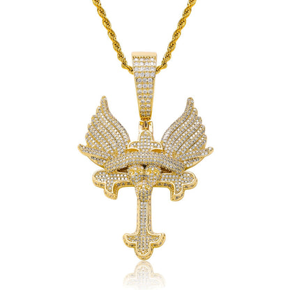Hip Hop Punk Butterfly Cubic Zirconia Pendant Necklace for Men and Women