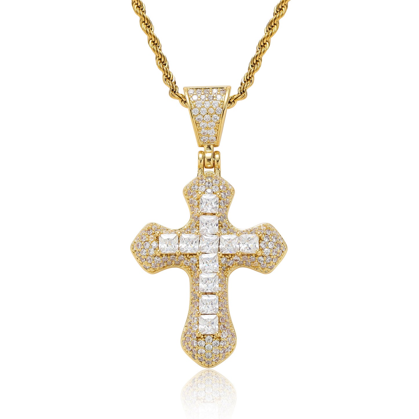 Hip Hop Geometric Round Cubic Zirconia Pendant Necklace for Men and Women