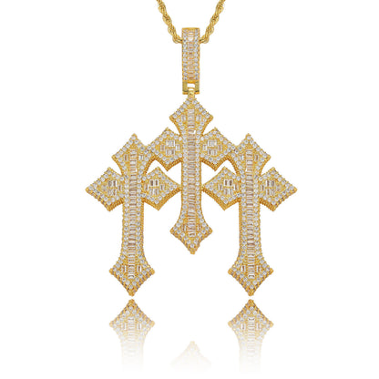 Vintage Cross Copper Pendant Necklace for Men and Women