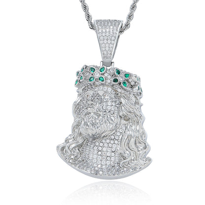 Hip Hop Vintage Four Leaf Clover Cubic Zirconia Pendant Necklace for Men and Women