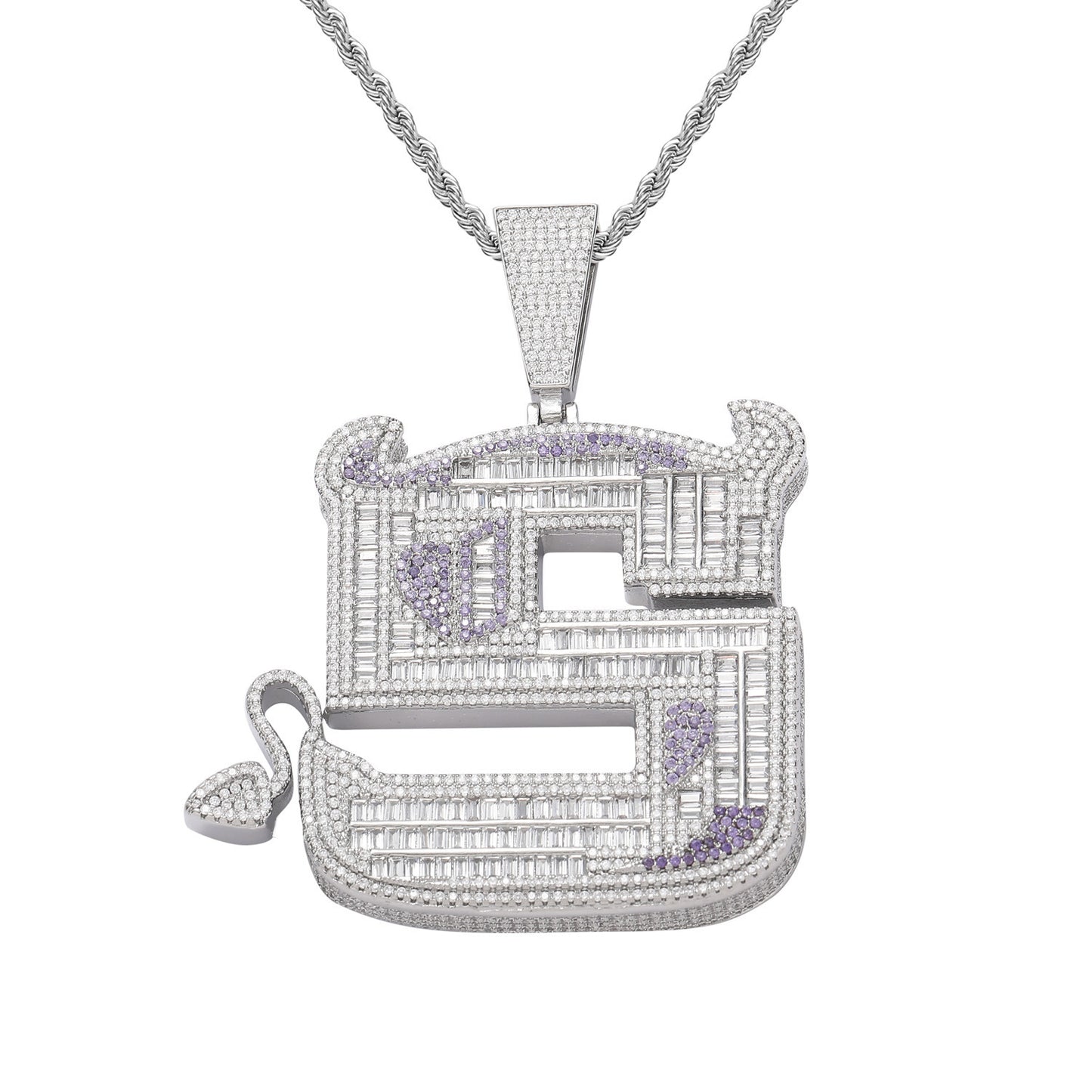 Hip Hop Letter Copper Pendant Necklace for Men and Women