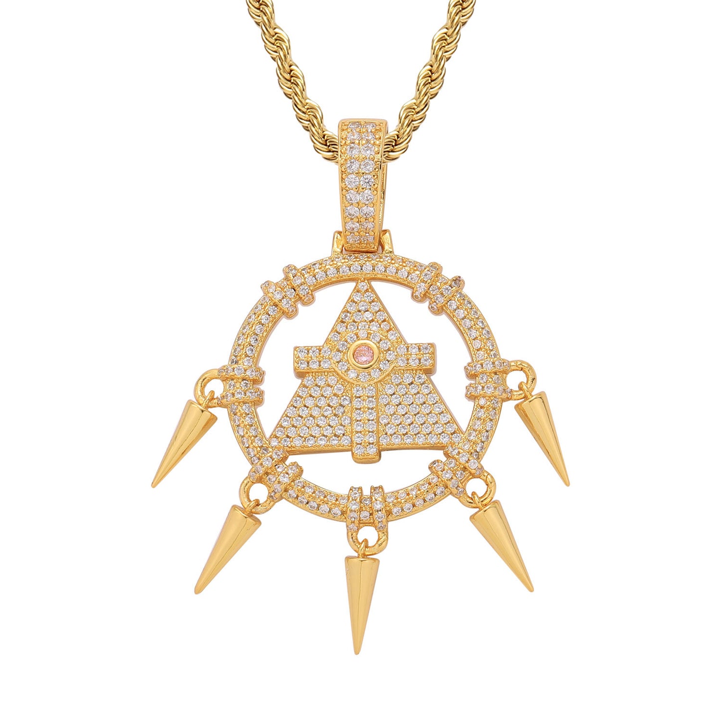 Hip Hop Vintage Geometric Copper Pendant Necklace for Men and Women