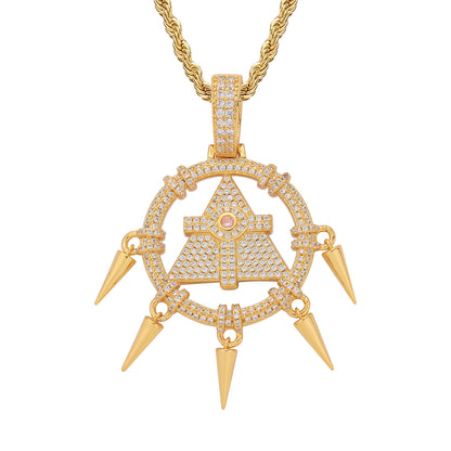 Hip Hop Vintage Geometric Copper Pendant Necklace for Men and Women