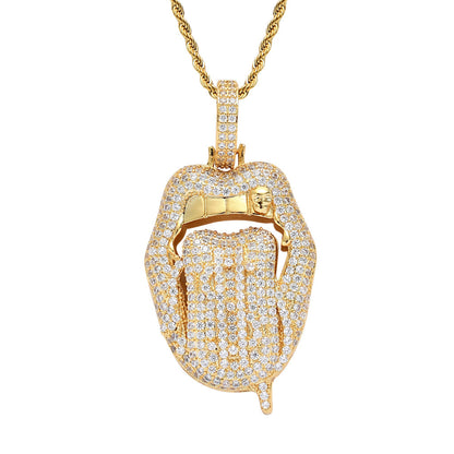 Hip Hop Skull Dollar Cubic Zirconia Pendant Necklace for Men and Women