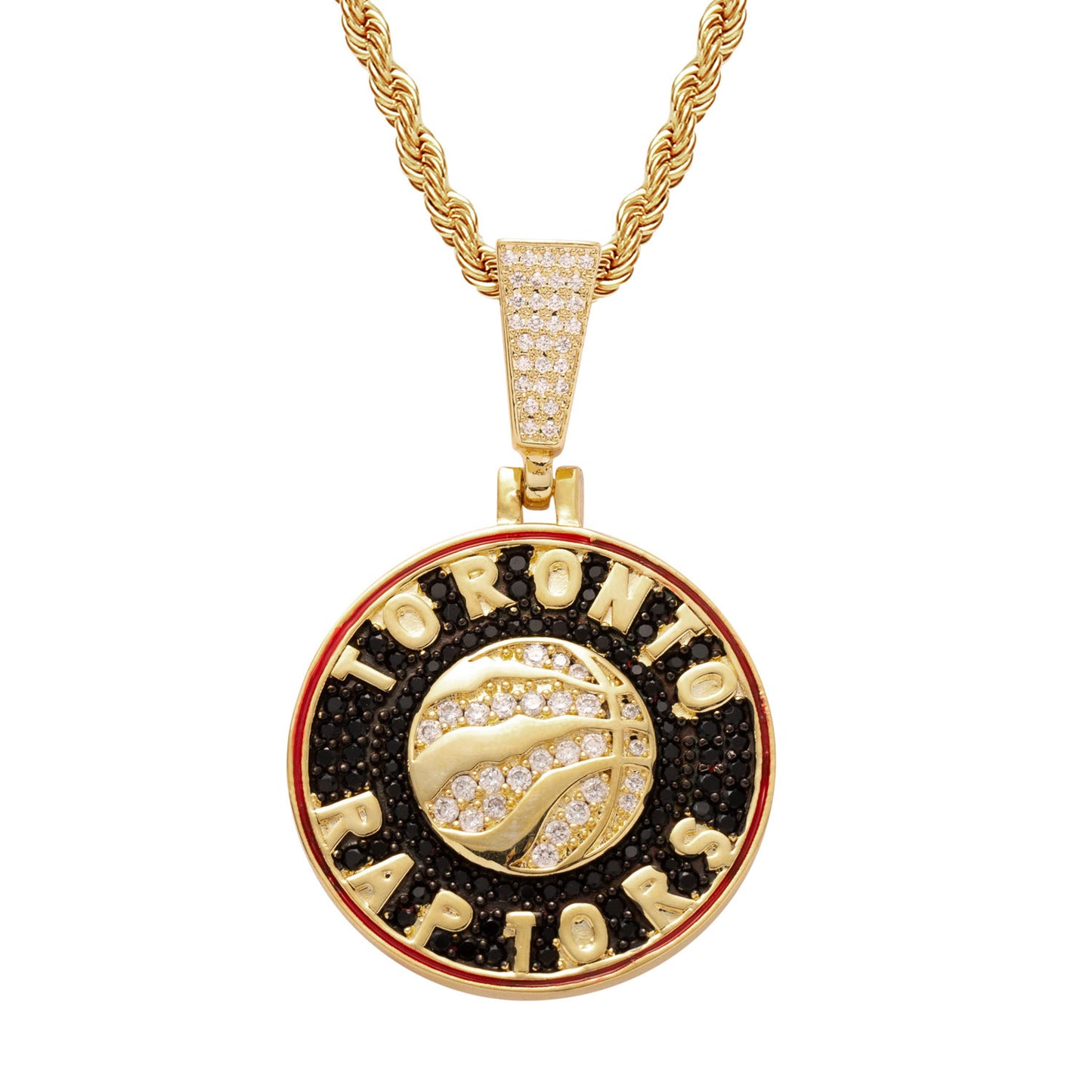 Hip Hop Geometric Round Dragon Cubic Zirconia Pendant Necklace for Men and Women