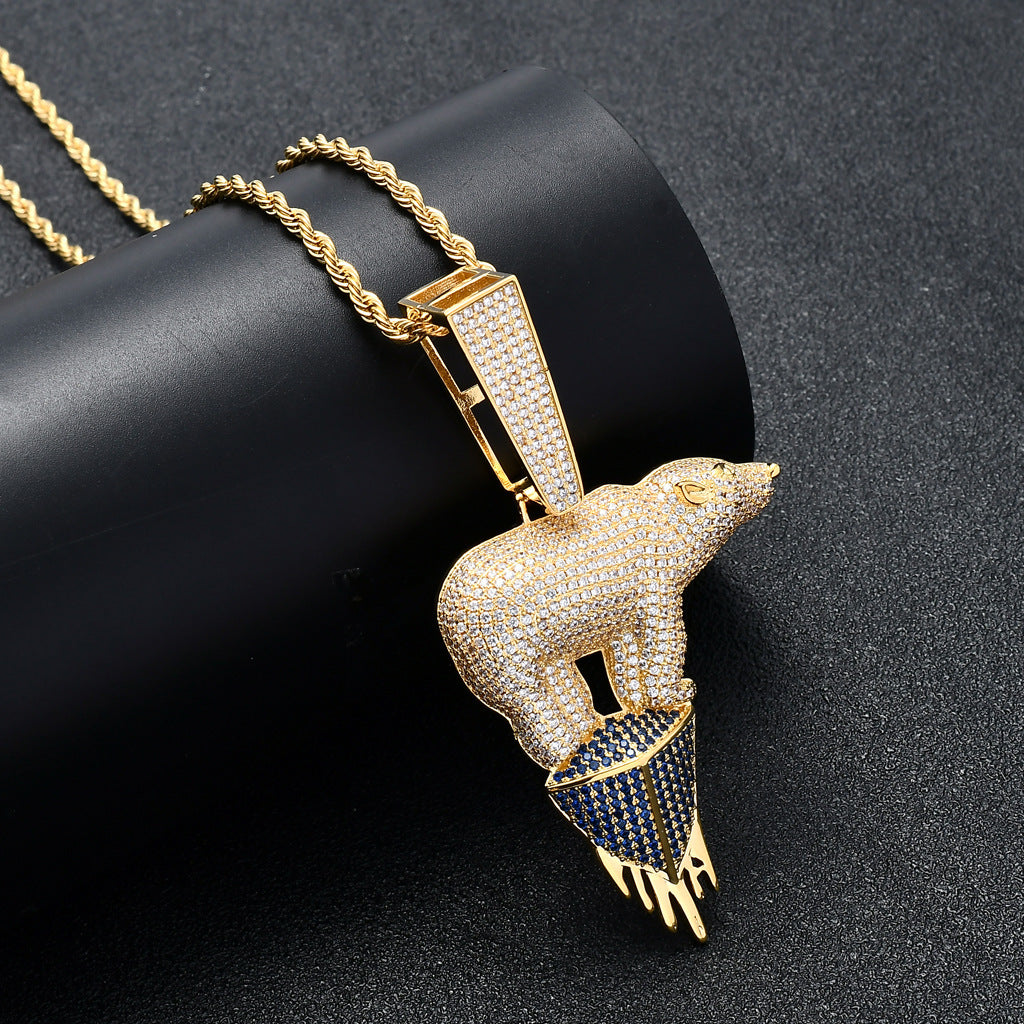 Hip Hop Fashion Cubic Zirconia Pendant Necklace for Men and Women