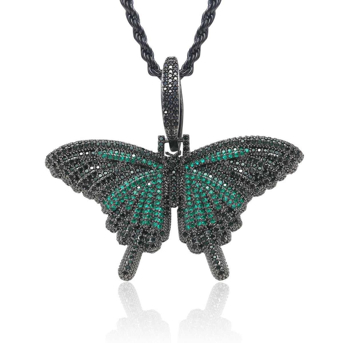Hip Hop Light Luxury Butterfly Cubic Zirconia Pendant Necklace for Men and Women product image
