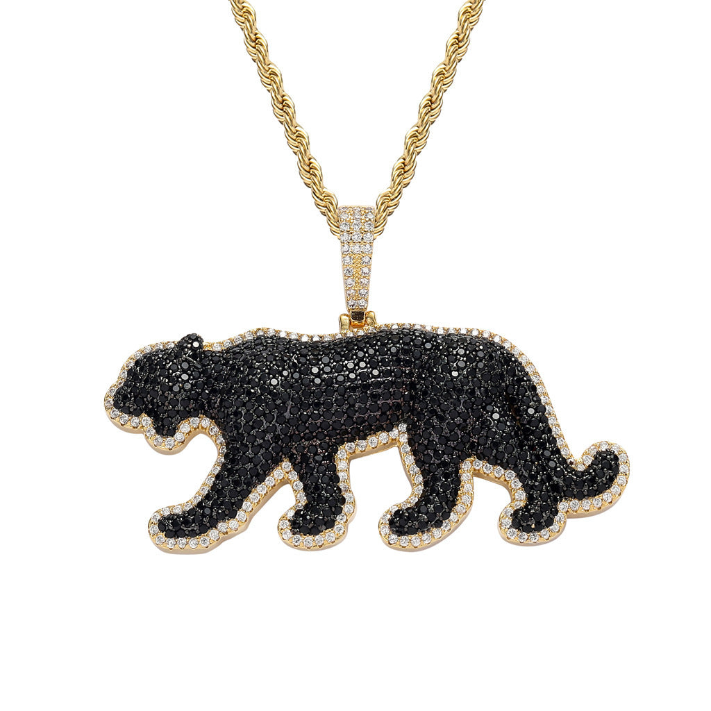 Hip Hop Panther Cubic Zirconia Pendant Necklace for Men and Women