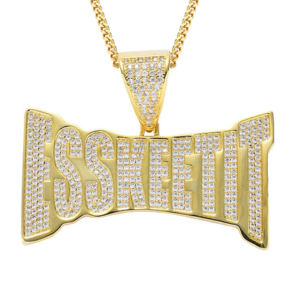Hip Hop Punk Letter Cubic Zirconia Pendant Necklace for Men and Women