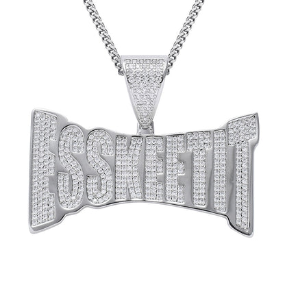 Hip Hop Punk Letter Cubic Zirconia Pendant Necklace for Men and Women