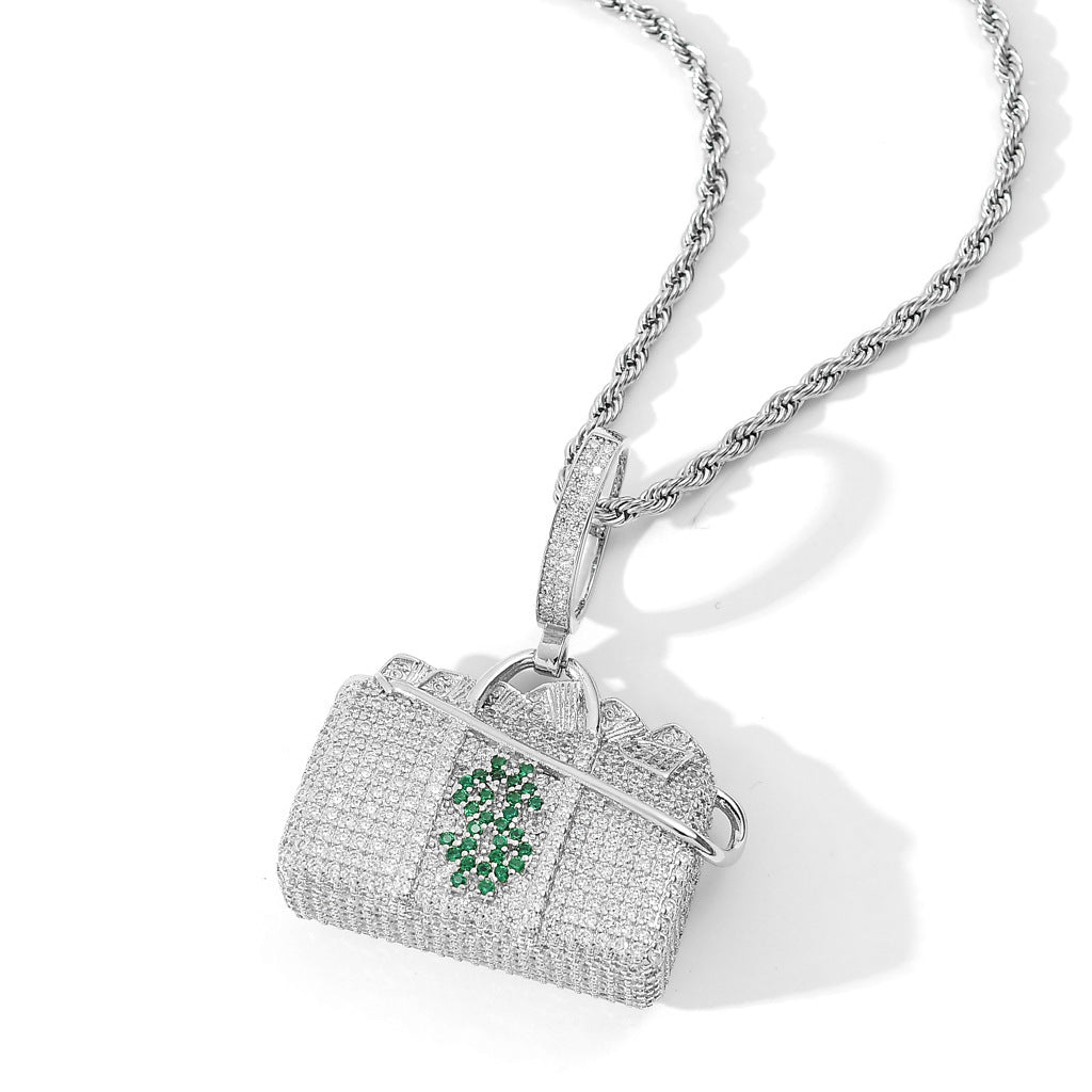 Hip Hop Minimalist Geometric Cubic Zirconia Pendant Necklace for Men and Women
