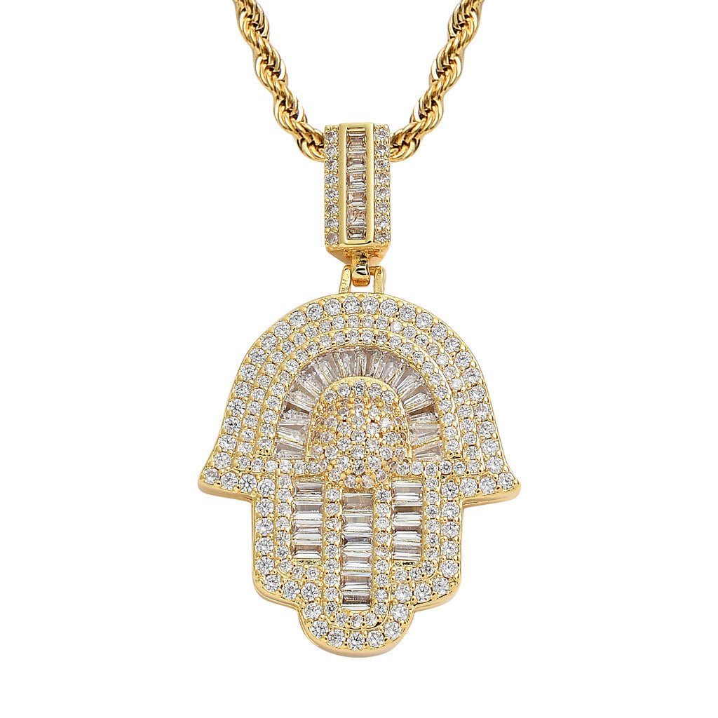 Hip Hop Vintage Fashion Cubic Zirconia Pendant Necklace for Men and Women