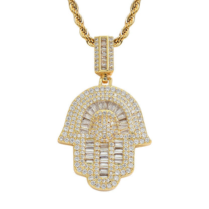 Hip Hop Vintage Fashion Cubic Zirconia Pendant Necklace for Men and Women