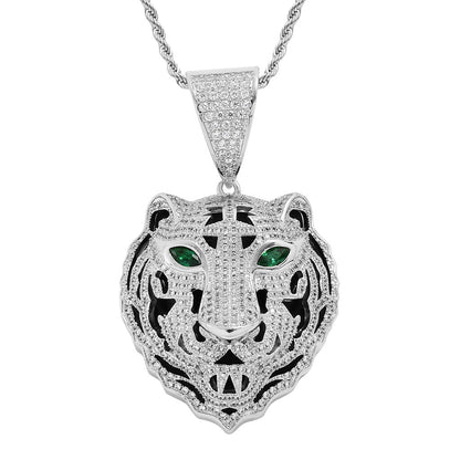 Hip Hop Tiger Cubic Zirconia Pendant Necklace for Men and Women