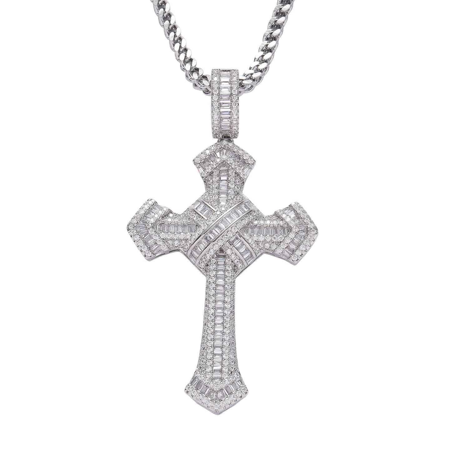 Hip Hop Vintage Cross Copper Pendant Necklace for Men and Women