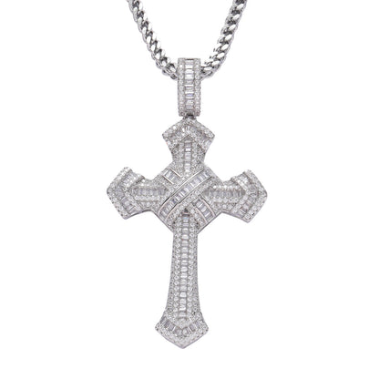 Hip Hop Vintage Cross Copper Pendant Necklace for Men and Women