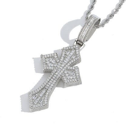 Hip Hop Vintage Cross Copper Pendant Necklace for Men and Women