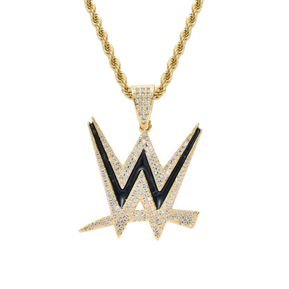 Letter Cubic Zirconia Pendant Necklace for Men and Women