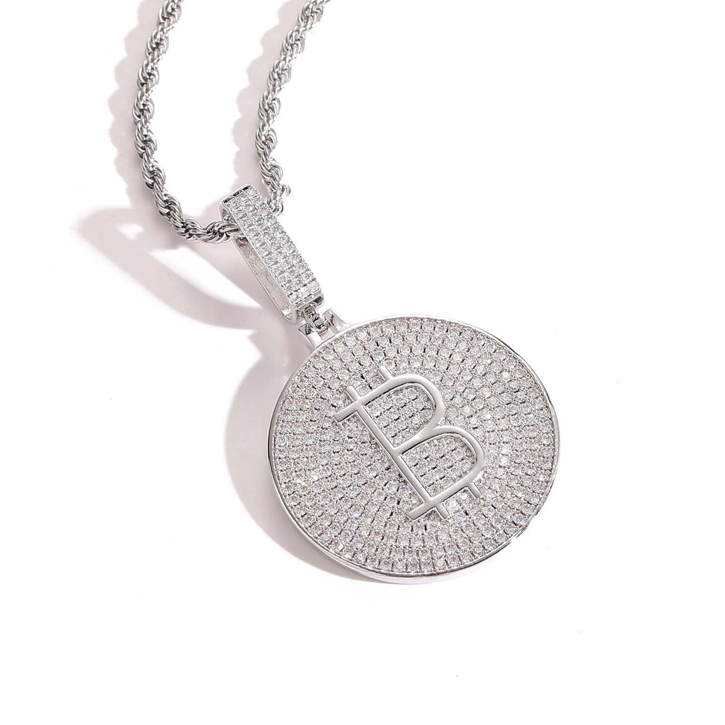Hip Hop Round Cubic Zirconia Pendant Necklace for Men and Women