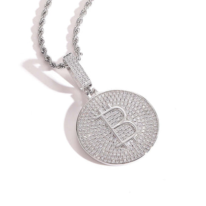 Hip Hop Round Cubic Zirconia Pendant Necklace for Men and Women
