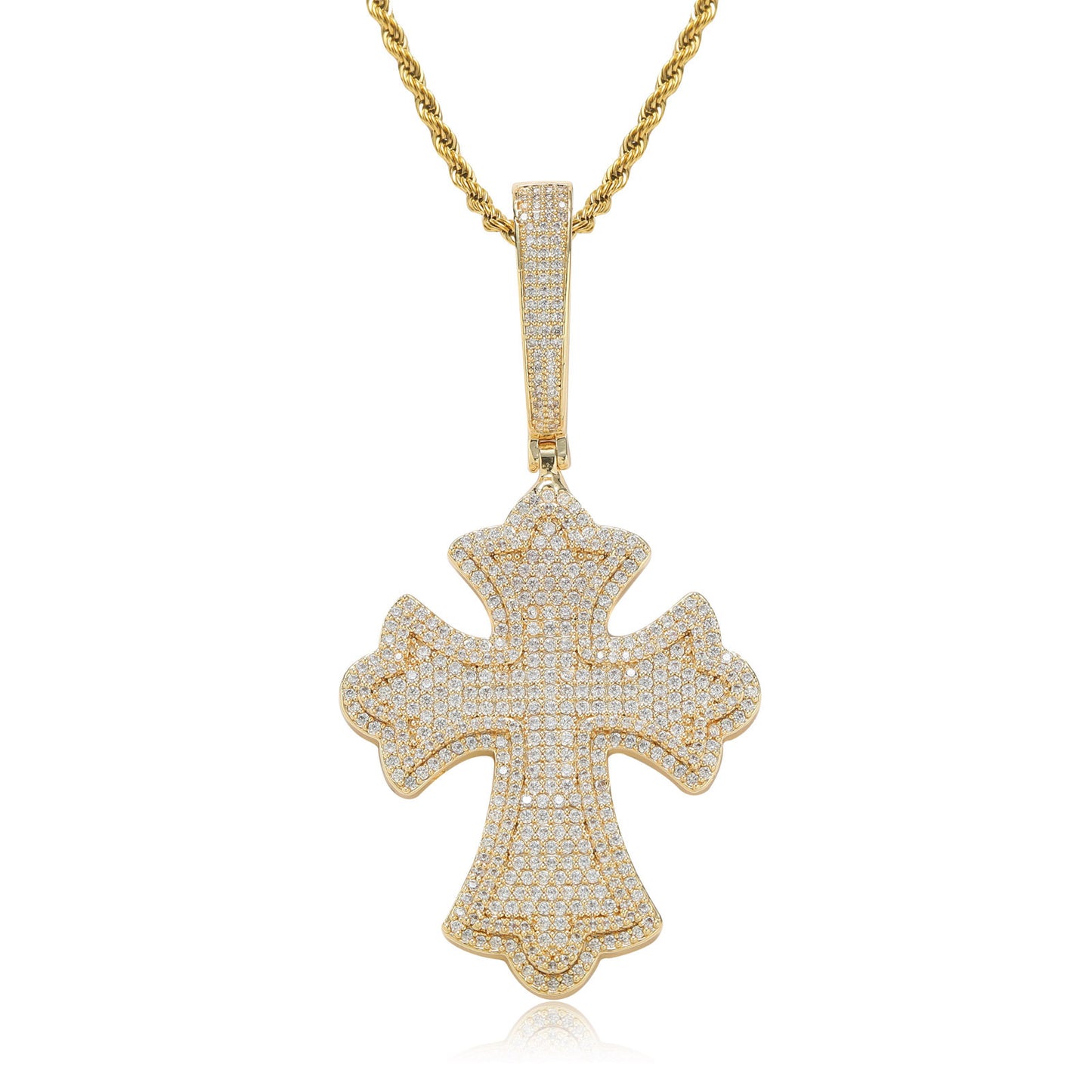 Hip Hop Minimalist Cross Copper Pendant Necklace for Men and Women