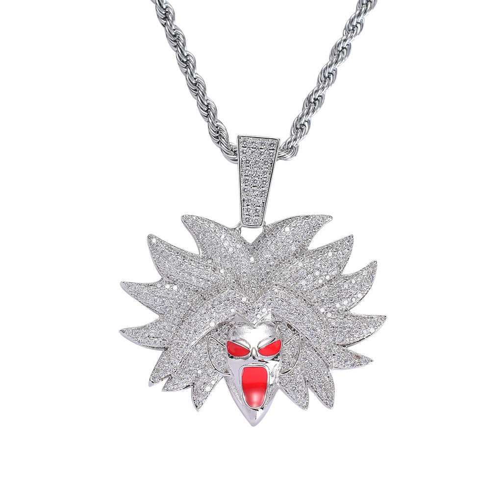 Hip Hop Dragon Cubic Zirconia Pendant Necklace for Men and Women