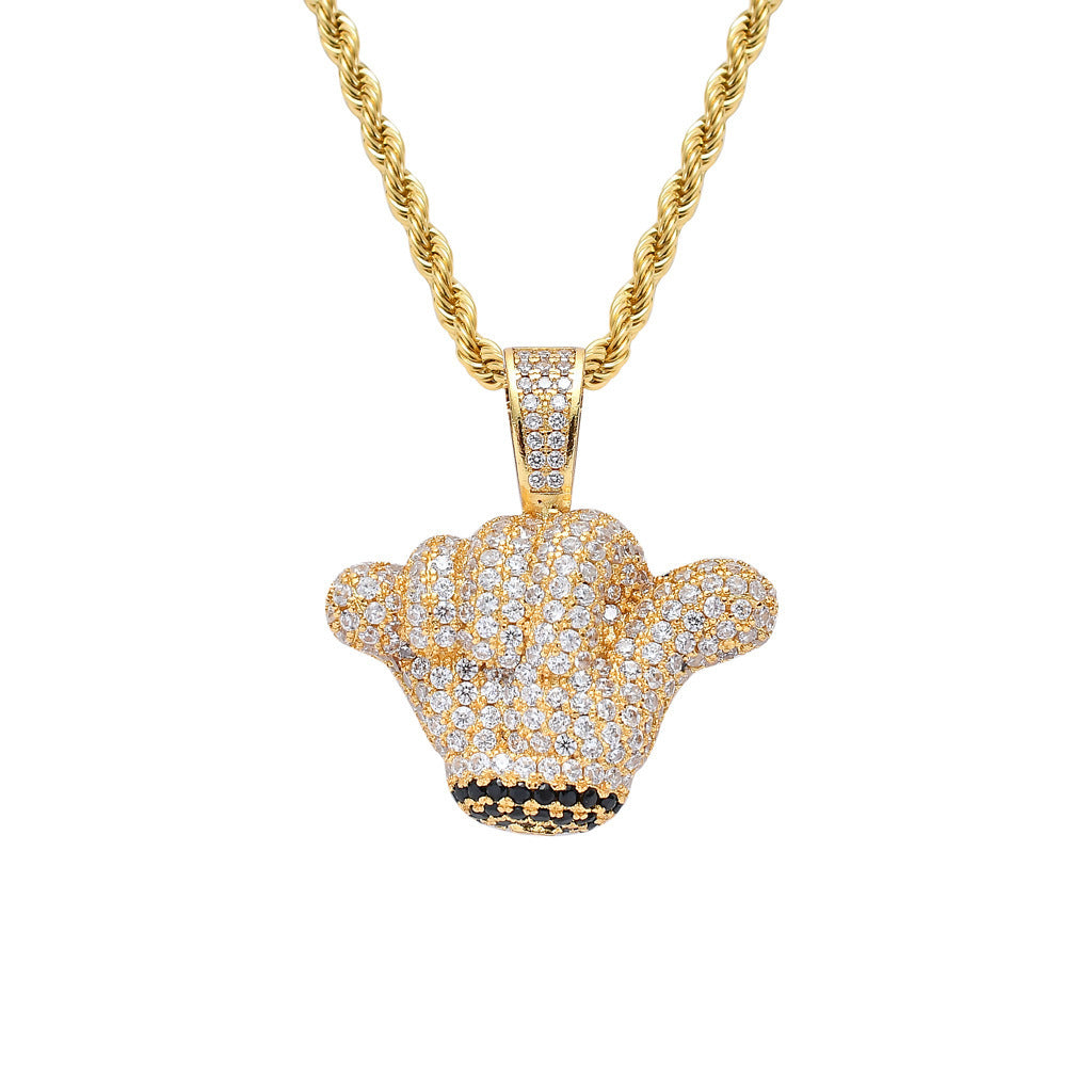Hip Hop Floral Round Cubic Zirconia Pendant Necklace for Men and Women