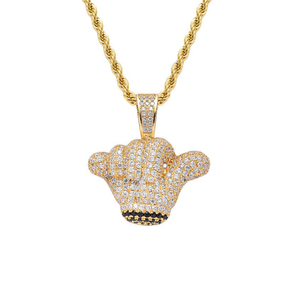 Hip Hop Floral Round Cubic Zirconia Pendant Necklace for Men and Women