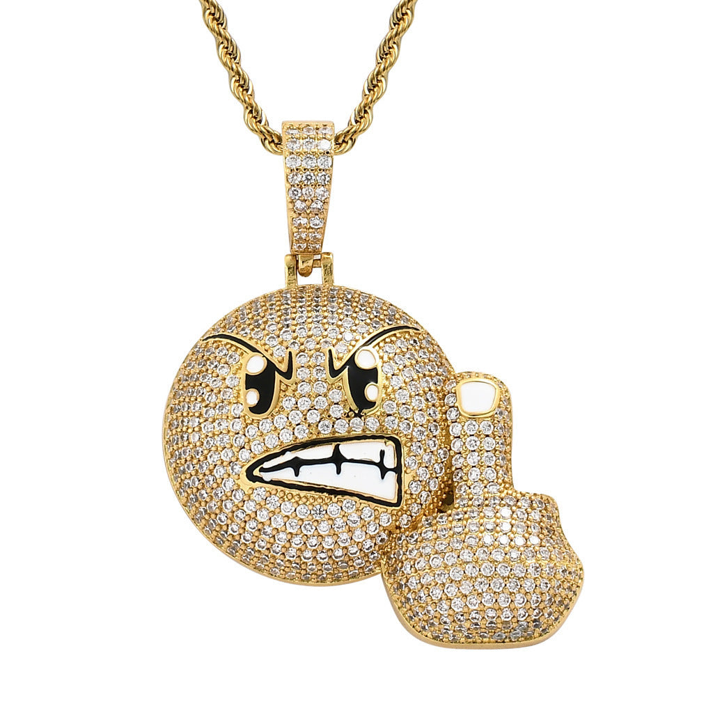Hip Hop Light Luxury Square Cubic Zirconia Pendant Necklace for Men and Women