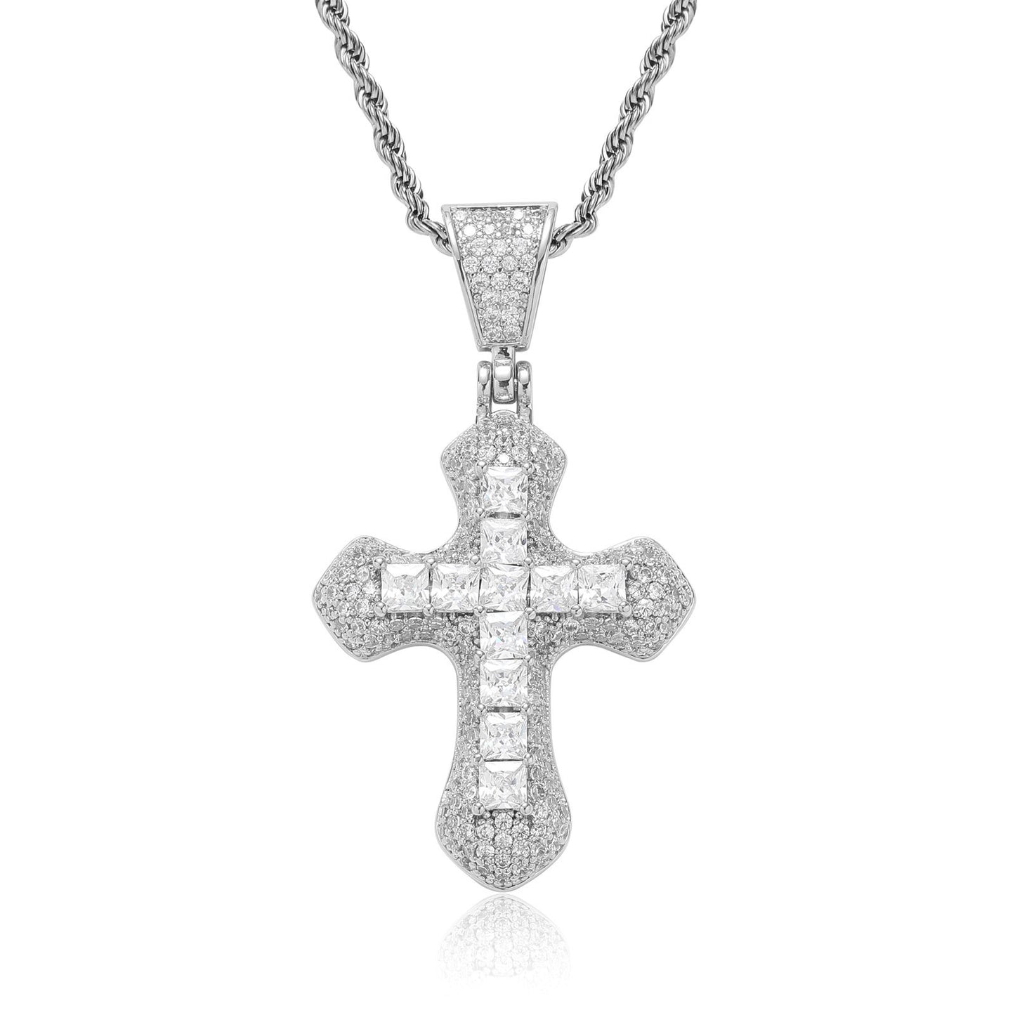 Hip Hop Geometric Round Cubic Zirconia Pendant Necklace for Men and Women