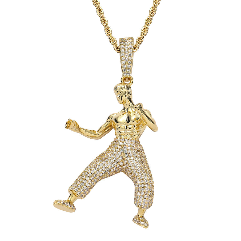 Hip Hop Dragon Cubic Zirconia Pendant Necklace for Men and Women