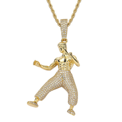 Hip Hop Dragon Cubic Zirconia Pendant Necklace for Men and Women