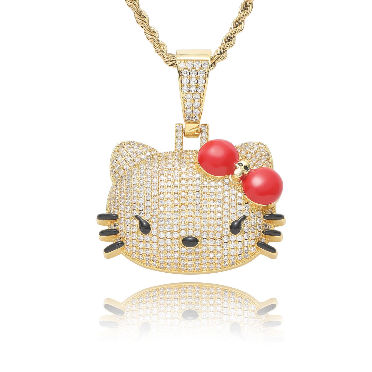 Hip Hop Minimalist Cat Copper Pendant Necklace for Men and Women
