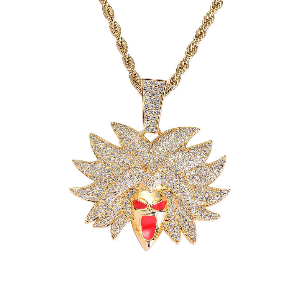 Hip Hop Dragon Cubic Zirconia Pendant Necklace for Men and Women