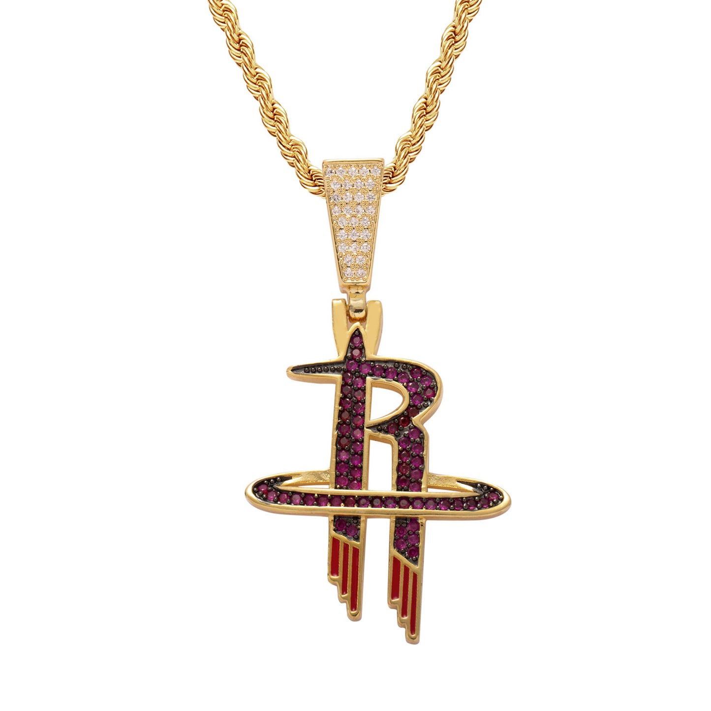 Hip Hop Letter Copper Pendant Necklace for Men and Women