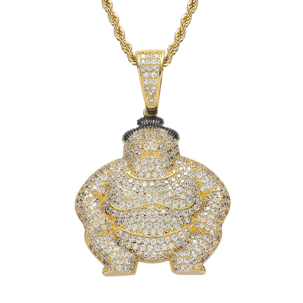 Hip Hop Fashion Cubic Zirconia Pendant Necklace for Men and Women