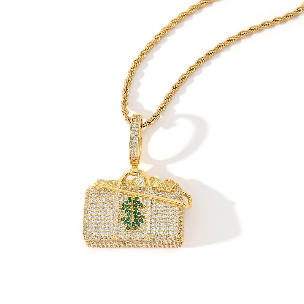 Hip Hop Minimalist Geometric Cubic Zirconia Pendant Necklace for Men and Women