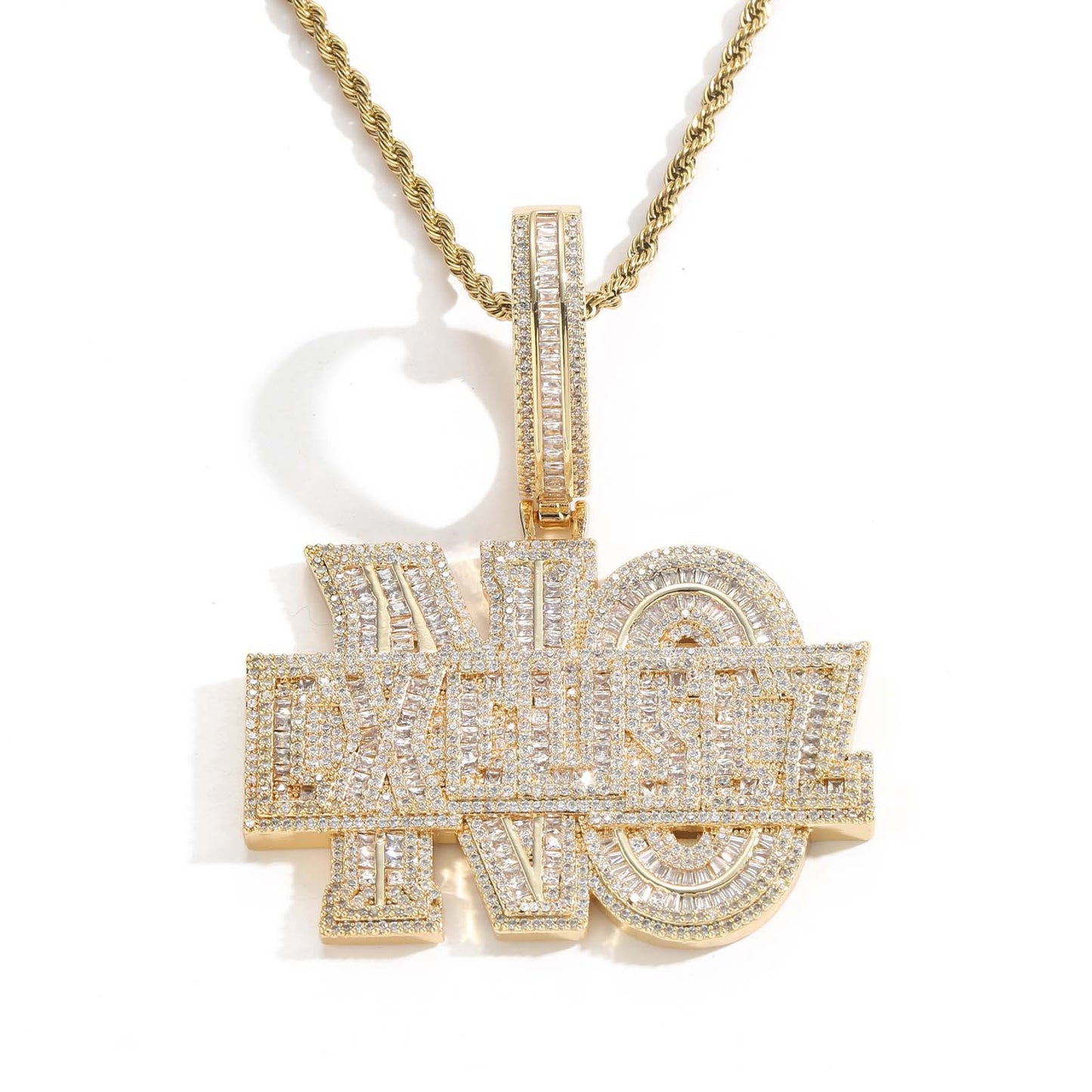 Hip Hop Letter Cubic Zirconia Pendant Necklace for Men and Women