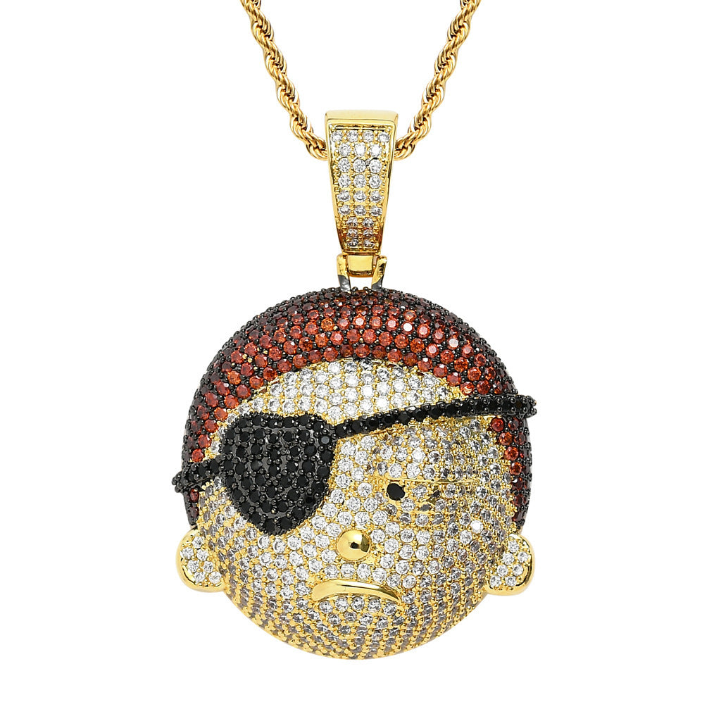 Hip Hop Letter Copper Pendant Necklace for Men and Women