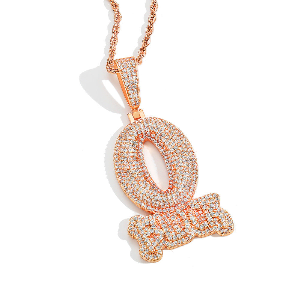 Hip Hop Letter Cubic Zirconia Pendant Necklace for Men and Women