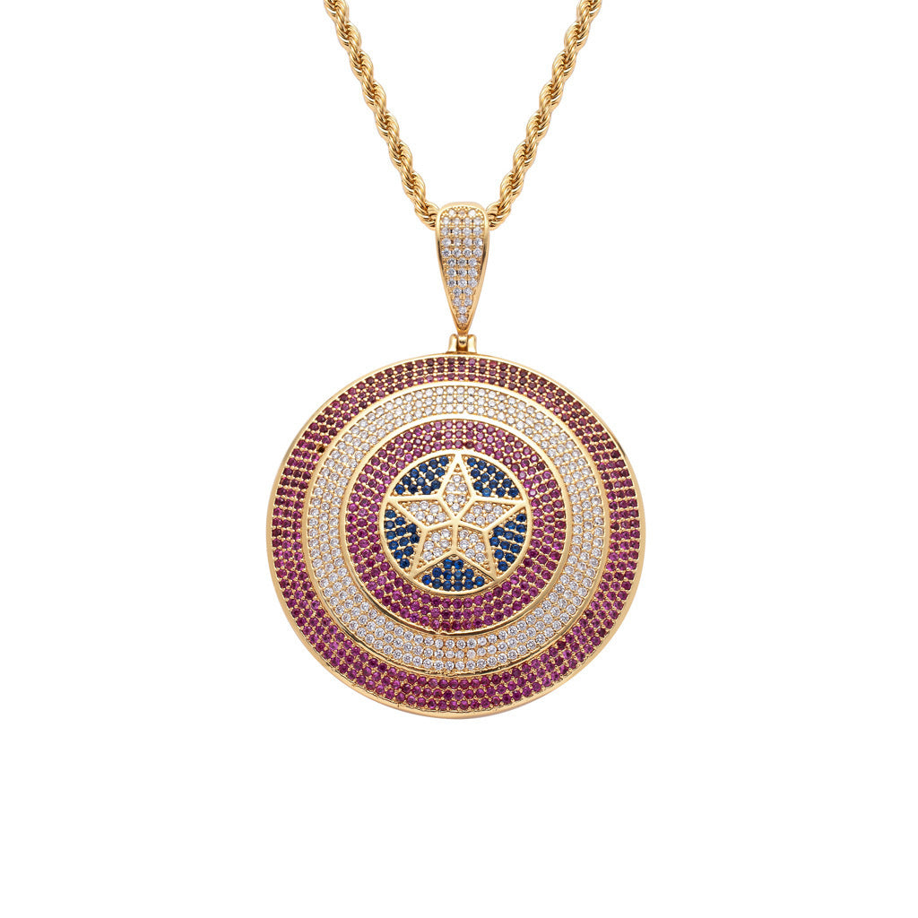 Star Geometric Cubic Zirconia Pendant Necklace for Men and Women