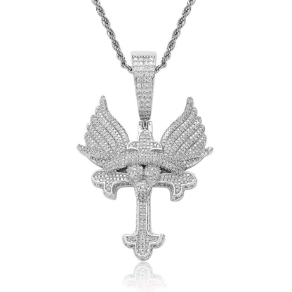 Hip Hop Punk Butterfly Cubic Zirconia Pendant Necklace for Men and Women