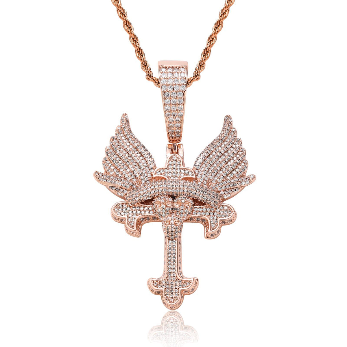 Hip Hop Punk Butterfly Cubic Zirconia Pendant Necklace for Men and Women product image