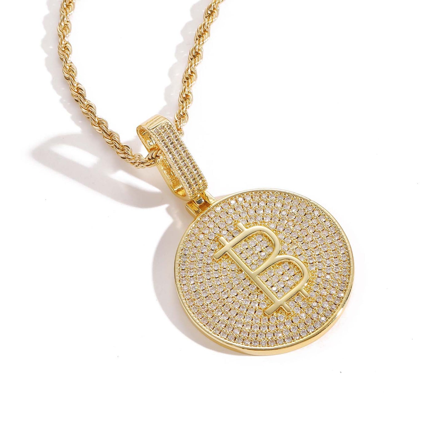 Hip Hop Round Cubic Zirconia Pendant Necklace for Men and Women