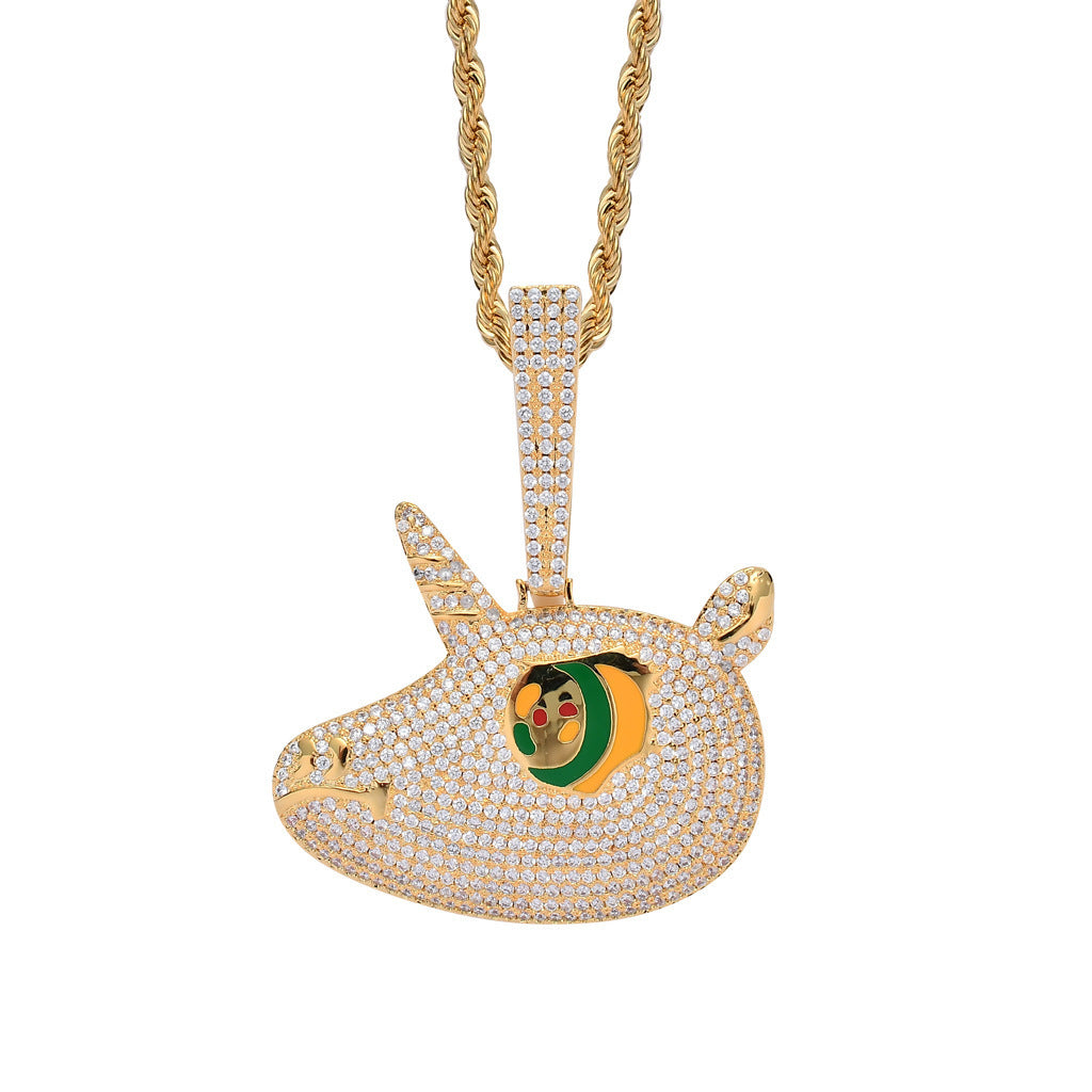 Hip Hop Eye Cubic Zirconia Pendant Necklace for Men and Women
