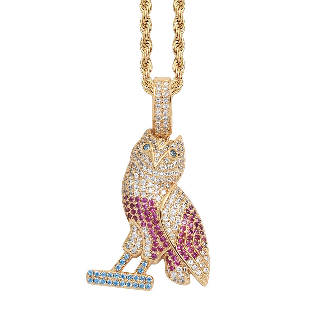 Hip Hop Cat Cubic Zirconia Pendant Necklace for Men and Women