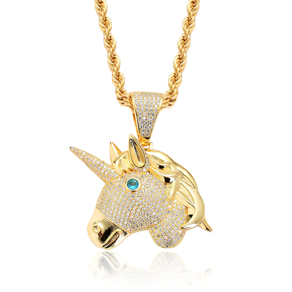 Hip Hop Vintage Cross Cubic Zirconia Pendant Necklace for Men and Women